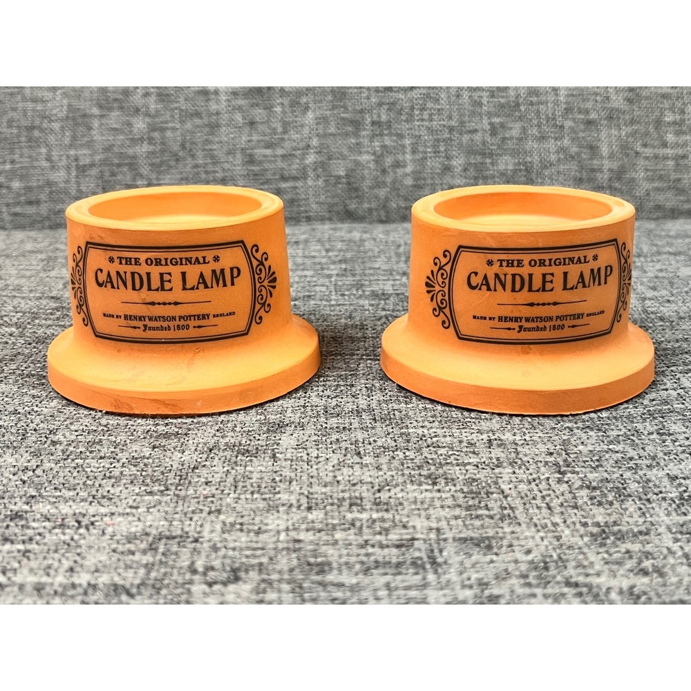 Henry Watson Pottery Terracotta Candle Lamp Bases Set of 2 England Rustic Decor